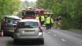 Crash scene in Kemsing