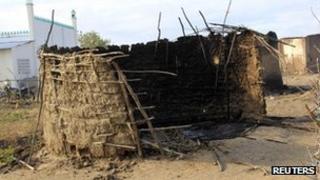 A burned house is seen after an attack in Kilelengwani village in Tana River Delta (10 September)