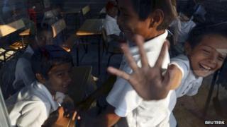 Boys from the New Jerusalem community on their first day back at school, 24 Sep 2012