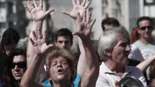 Protestors in Athens
