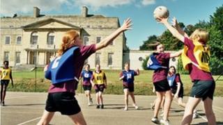 Boarders playing netball