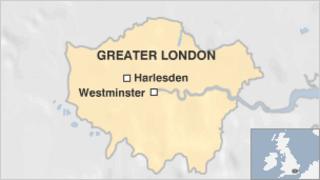 Map showing Harlesden
