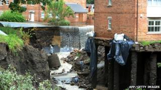 Flood damaged Spencer Court flats, Newburn, Newcastle