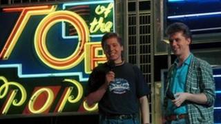 Mark Goodier and Nicky Campbell presenting Top of the Pops in 1988