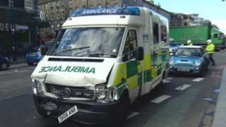 Ambulance on Lothian Road in Edinburgh