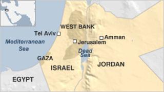 Map of Israel and Jordan