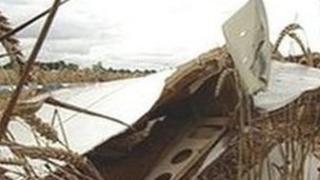 Wreckage of one of the planes which collided near Coventry Airport