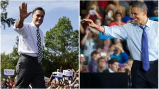 Composite of presidential candidates on the campaign trail 17 October 2012 (Pics: AP/Getty)