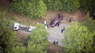 Aerial picture of the scene near Chevaline, Annecy, France where four people were found shot dead.