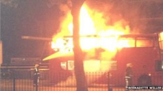 The 69 route bus on fire