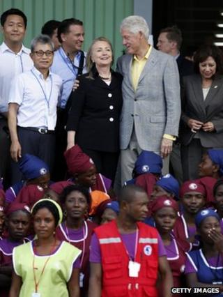 Bill and Hillary Clinton at the launch of the Caracol industrial park