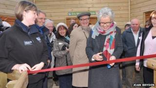 Gail Stuart opens the Eric Morecambe hide at RSPB Leighton Moss