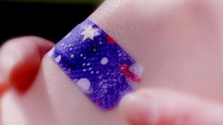 A sticking plaster on a knee
