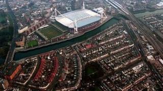 Llun o ganol dinas Caerdydd