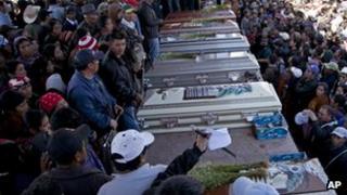 Funeral of six protesters killed in Totonicapan October 2012
