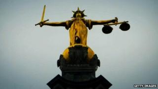 Statue of Justice on the roof of the Old Bailey, London