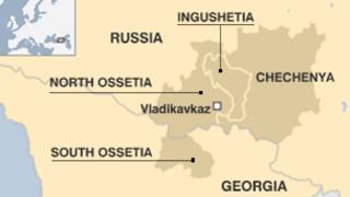 Map of North Ossetia