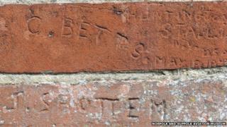 Bricks with names of American servicemen at Ditchingham Maltings