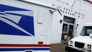 The entrance of a United States Post Office is seen in Manhasset, New York 1 August 2012