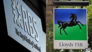 RBS and Lloyds signs