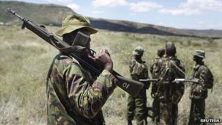 Kenyan police on patrol in Sugutu Valley