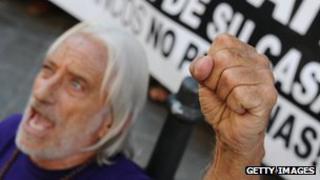 Anti-evictions protester