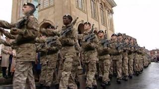 Soldiers from 4 Logistic Support Regiment parade through Abingdon