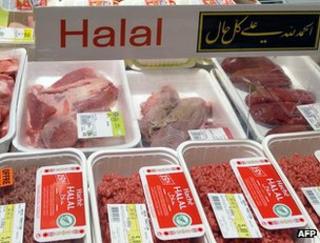 Halal meat on sale in a European supermarket (file image)