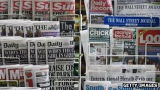 Newspaper front pages