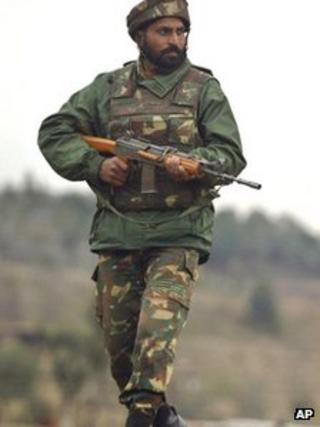 Indian army soldier on patrol
