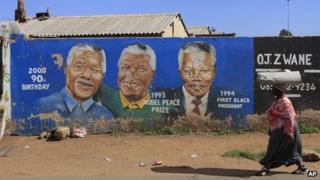 Mural of Nelson Mandela in Soweto, Johannesburg, South Africa, on 9/12/12