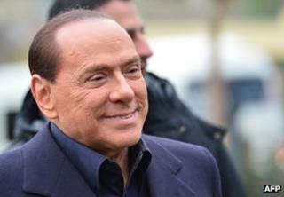 Former Italian Prime Minister Silvio Berlusconi at the AC Milan training grounds in Milanello, 8 December