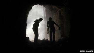 Rebel fighters in the Umayyad mosque, Damascus (14 Oct)