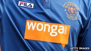 Wonga logo on Blackpool shirt