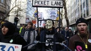 Protesting workers