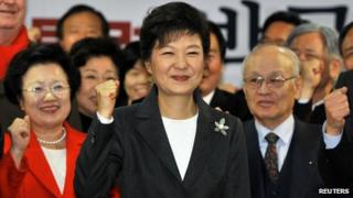 South Korea's president-elect Park Geun-hye (centre)