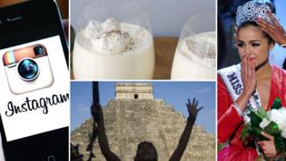 iPhone with Instagram app, eggnog, Miss Universe and Mayans marking the end of their calendar