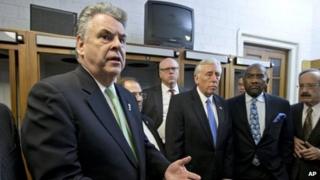 Representative Peter King (l) on Capitol Hill on the evening of 1 January 2013