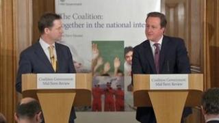 Nick Clegg a David Cameron