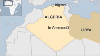 Map of Algeria showing In Amenas
