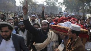 Protesters in Peshawar
