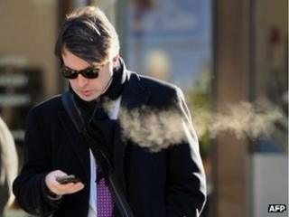 American using a phone