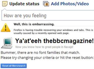 Screengrabs of Facebook, Flickr and so on