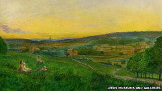 View of Leeds from Woodhouse Ridge by Grimshaw (details0
