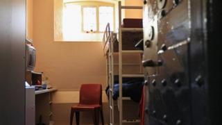 A television in a cell at Barlinnie Prison, Glasgow