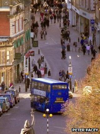 Lower end of the High Street in Winchester