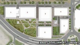 Plans for the layout of the Jersey International Finance Centre