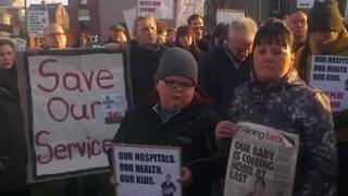 Protesters in Wrexham
