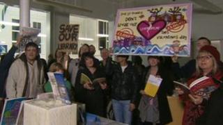 Sit-in at Levenshulme ibrary