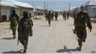Al-Shabab fighters in Mogadishu, Somalia (5 March 2012)